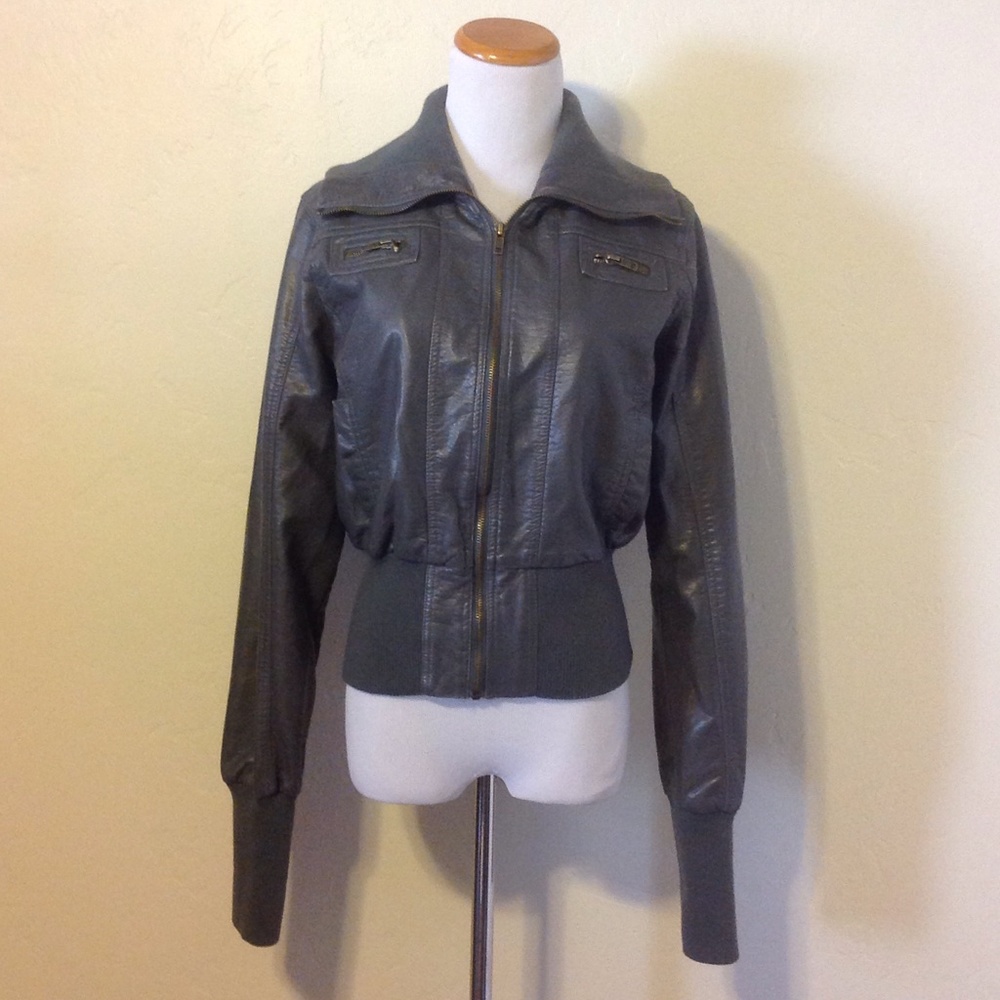 Gray faux leather jacket